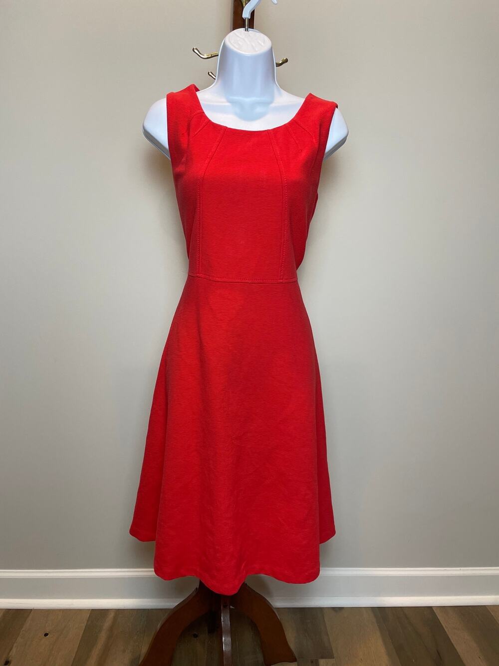 Talbots Textured Knit Sleeveless Fit and Flare Dress Size M Red Knit